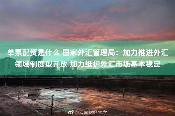 单票配资是什么 国家外汇管理局：加力推进外汇领域制度型开放 加力维护外汇市场基本稳定