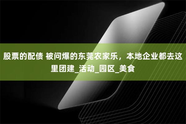 股票的配债 被问爆的东莞农家乐，本地企业都去这里团建_活动_园区_美食