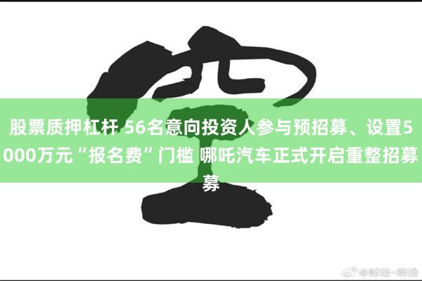股票质押杠杆 56名意向投资人参与预招募、设置5000万元“报名费”门槛 哪吒汽车正式开启重整招募