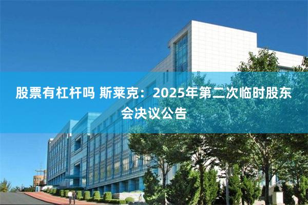 股票有杠杆吗 斯莱克：2025年第二次临时股东会决议公告