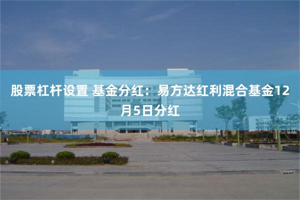 股票杠杆设置 基金分红：易方达红利混合基金12月5日分红