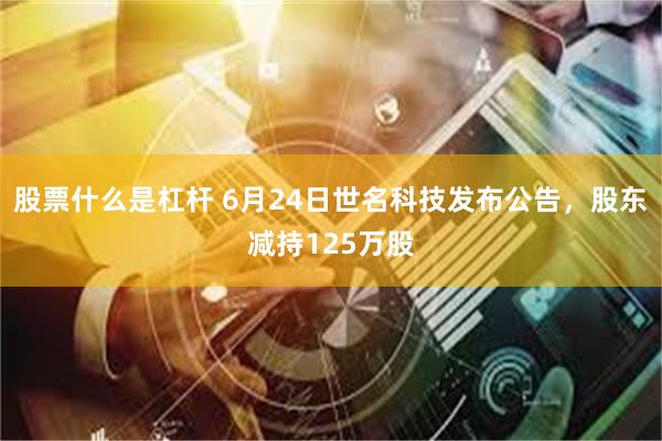 股票什么是杠杆 6月24日世名科技发布公告，股东减持125万股