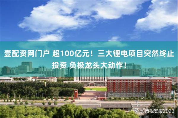 壹配资网门户 超100亿元！三大锂电项目突然终止投资 负极龙头大动作！