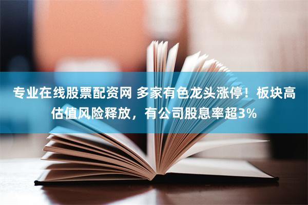专业在线股票配资网 多家有色龙头涨停！板块高估值风险释放，有公司股息率超3%