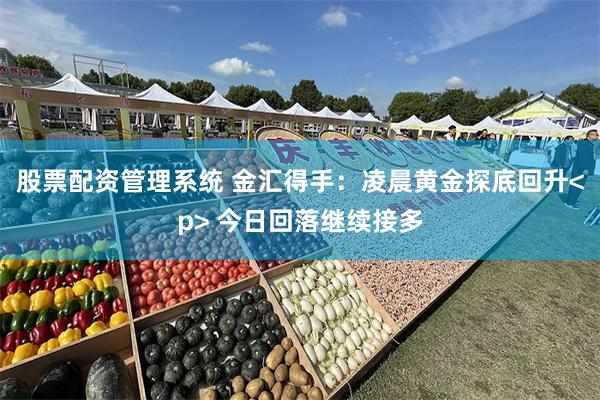 股票配资管理系统 金汇得手：凌晨黄金探底回升<p> 今日回落继续接多