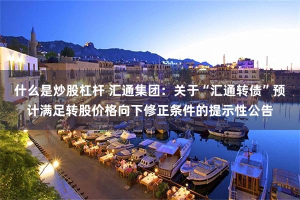 什么是炒股杠杆 汇通集团：关于“汇通转债”预计满足转股价格向下修正条件的提示性公告