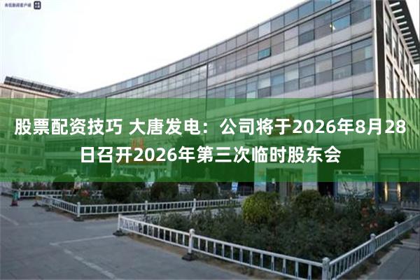 股票配资技巧 大唐发电：公司将于2026年8月28日召开2026年第三次临时股东会