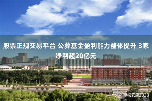 股票正规交易平台 公募基金盈利能力整体提升 3家净利超20亿元