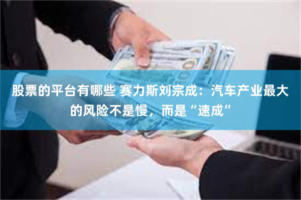 股票的平台有哪些 赛力斯刘宗成：汽车产业最大的风险不是慢，而是“速成”
