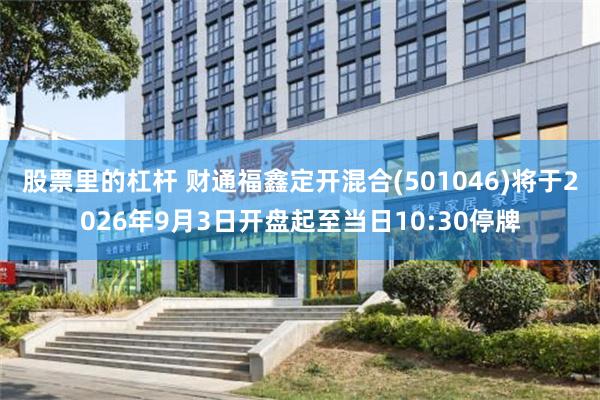 股票里的杠杆 财通福鑫定开混合(501046)将于2026年9月3日开盘起至当日10:30停牌